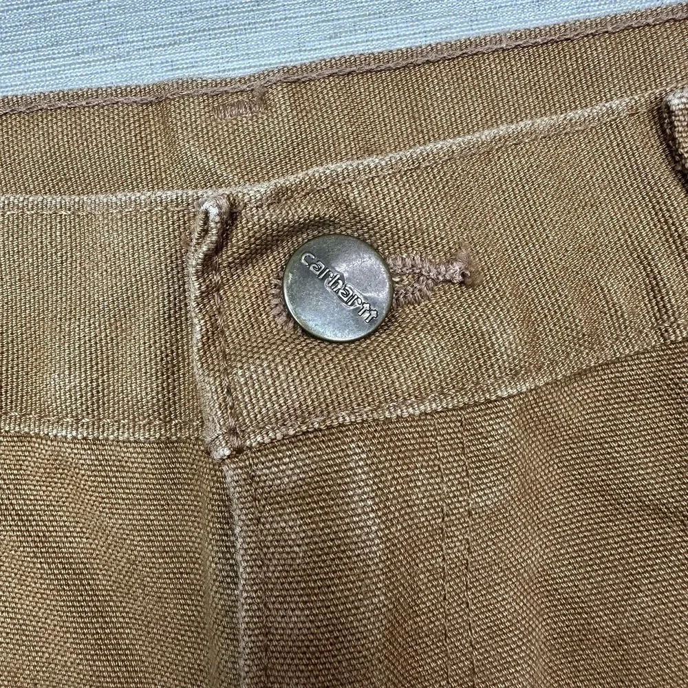 All Caps Studio Carhartt Canvas Carpennter Pants Men 31x31 Tan Distressed Script